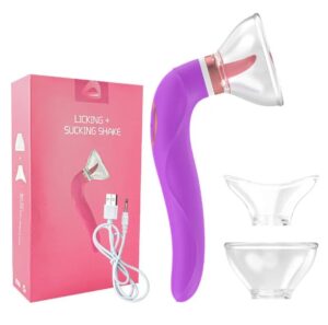 Vibrador Lengua con copa de succión Doble estimulación