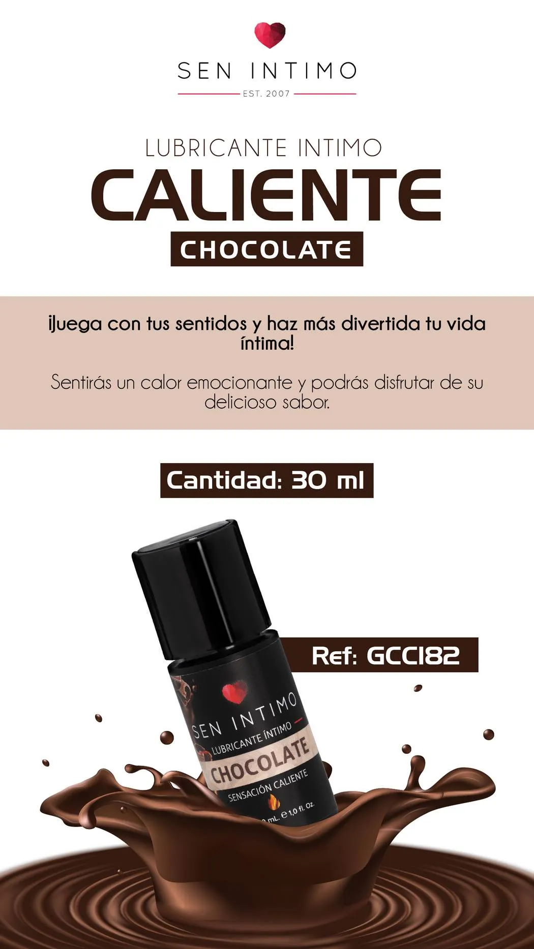 Lubricante Íntimo Chocolate Sensación Caliente x 30 ml by Sen Íntimo - Imagen 2