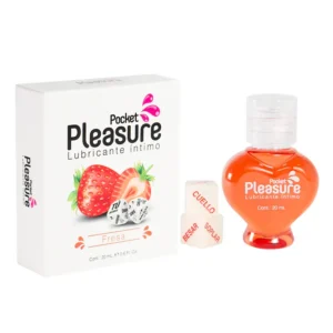 Lubricante Intimo Caliente X 20ML Y Dados Pocket Sabor Fresa.