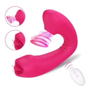Vibrador Con Lengua y Succionador 2 En 1 Control Remoto Color Rosado