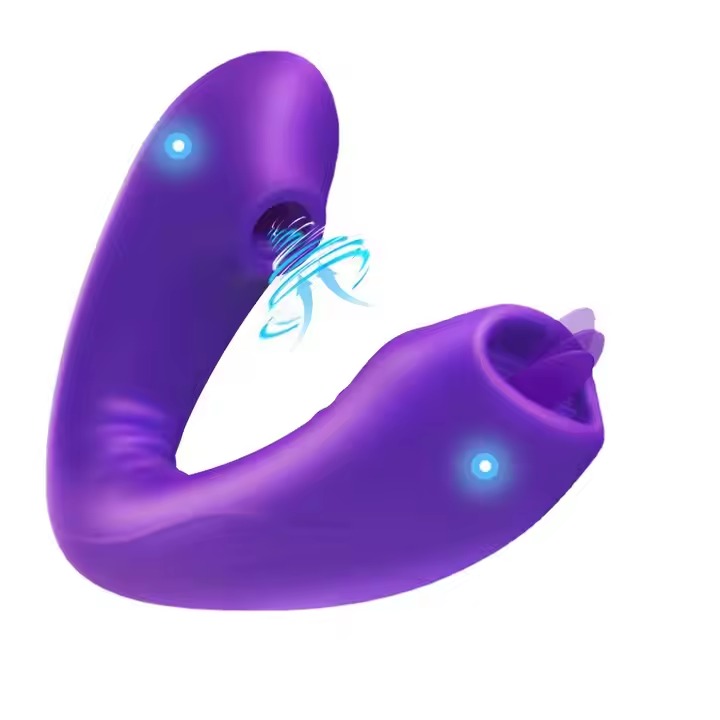 Vibrador Con Lengua Succionador 2 En 1 Control Remoto Color Morado